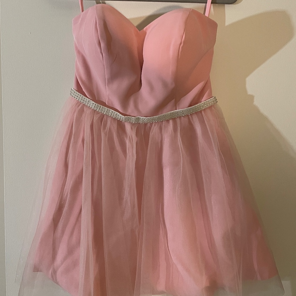 Light Pink Strapless Tulle Dress